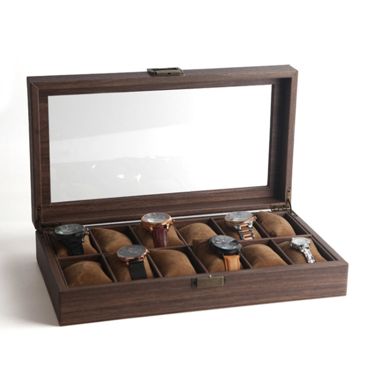 Wood Grain Leather Watch Display Box Watch Storage Case Jewelry Box, Style: 12 Digit Long - Watch Storages by PMC TechLife | Online Shopping South Africa | PMC TechLife