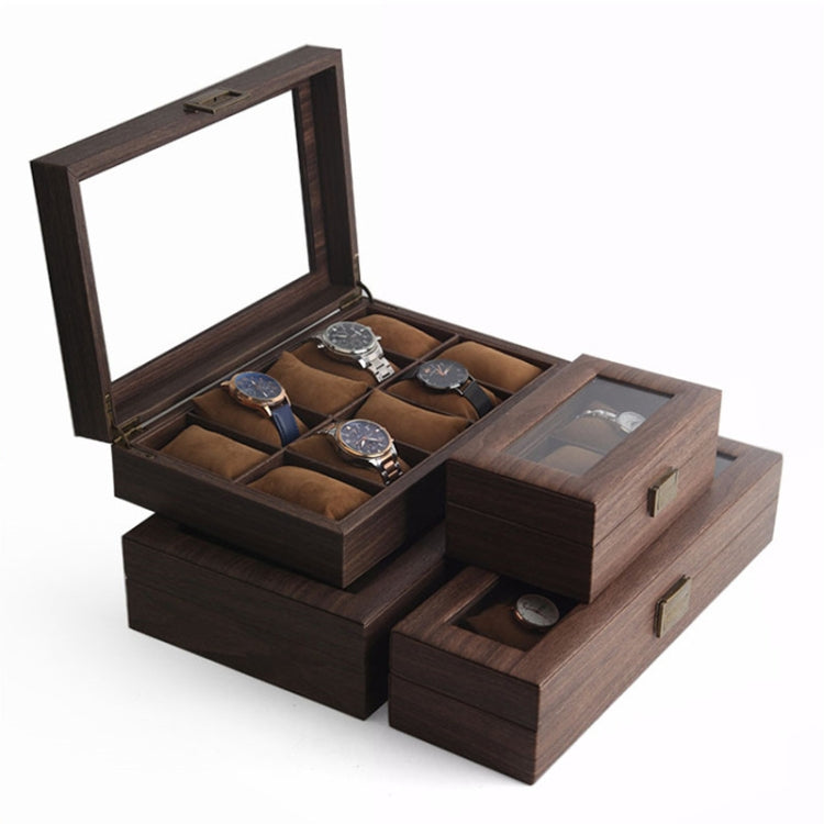 Wood Grain Leather Watch Display Box Watch Storage Case Jewelry Box, Style: 3 Digit Long - Watch Storages by PMC Jewellery | Online Shopping South Africa | PMC Jewellery