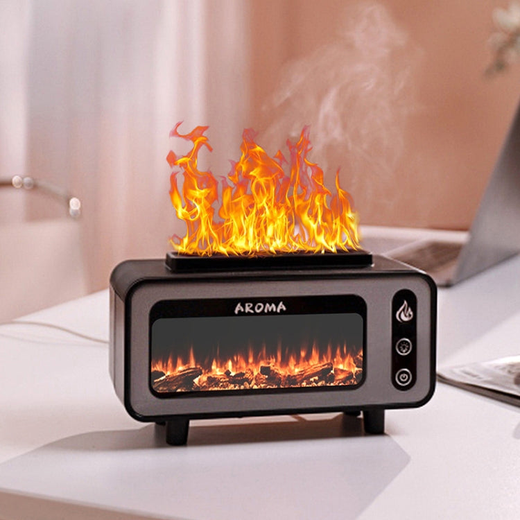 200ml  Fireplace Flame Aromatherapy Air Humidifier USB Colorful Night Light Essential Oil Diffuser(Black) - free shipping - PMC TechLife - Order now!