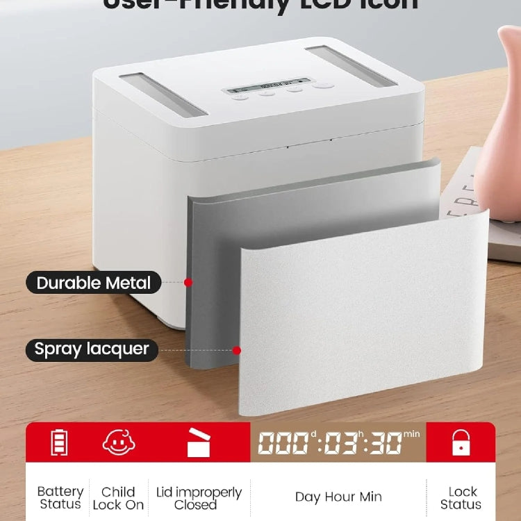 Vaydeer Metal Timed Self-Control Phone Lock Box With Child Lock And LED Display, Spec: Small White - free shipping - PMC TechLife - Order now!