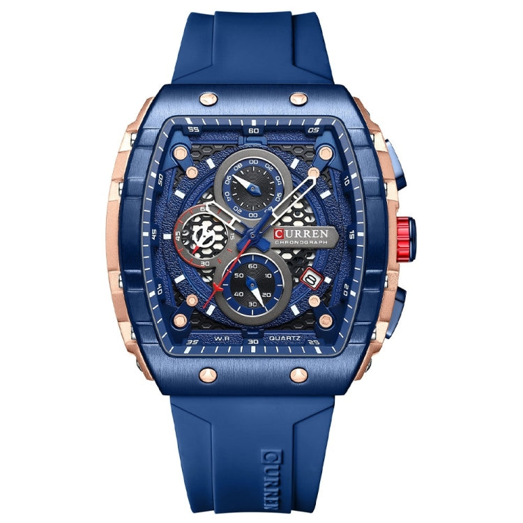 Curren 8442 Sport Six-Hand Silicone Strap Men Quartz Watch, Color: Rose Shell Blue - Silicone Strap Watches by Curren | Online Shopping South Africa | PMC Jewellery | Buy Now Pay Later Mobicred