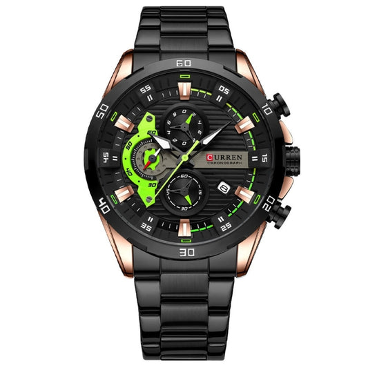 Curren 8402 Calendar Six-Hand Steel Strap Business Quartz Watch, Color: Rose Shell Black - Metal Strap Watches by Curren | Online Shopping South Africa | PMC Jewellery | Buy Now Pay Later Mobicred