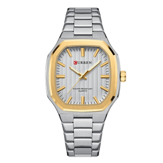 Curren 8458 Business Steel Strap Men Quartz Watch, Color: White Shell Golden Circle White Surface - Alloy Watches by Curren | Online Shopping South Africa | PMC Jewellery | Buy Now Pay Later Mobicred