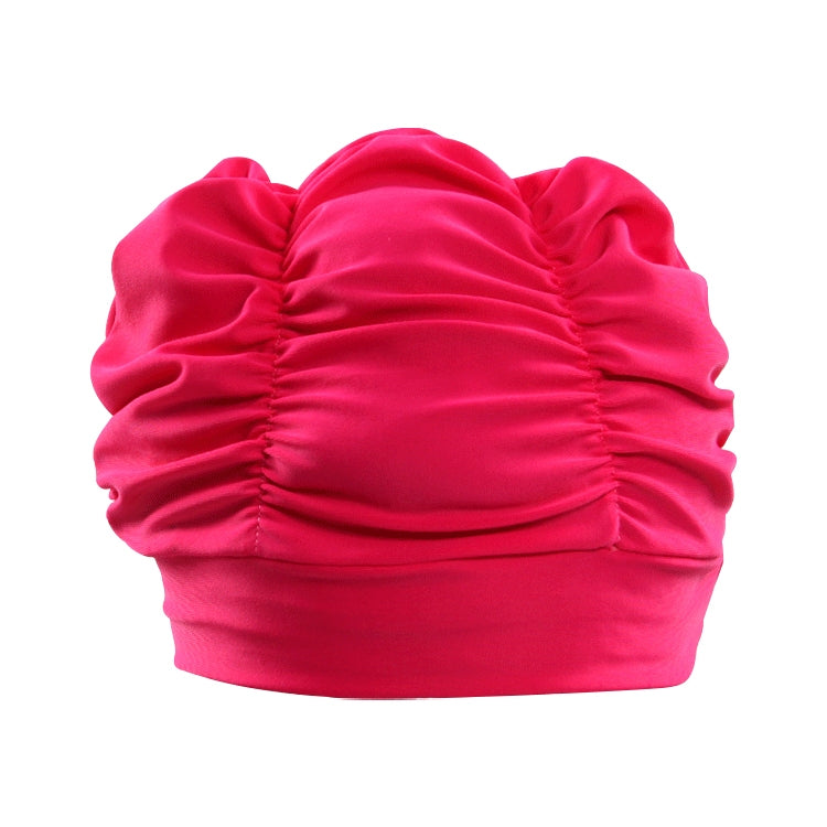 Women Earmuffs Pleated Cloth Swimming Cap(Rose) - Swimming Caps by PMC Jewellery | Online Shopping South Africa | PMC Jewellery