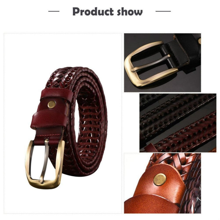 Wide Edition Hand Woven Lacquered Genuine Leather Waistband for Men, Belt Length:100cm(Wine Red) - Belts by PMC Jewellery | Online Shopping South Africa | PMC Jewellery