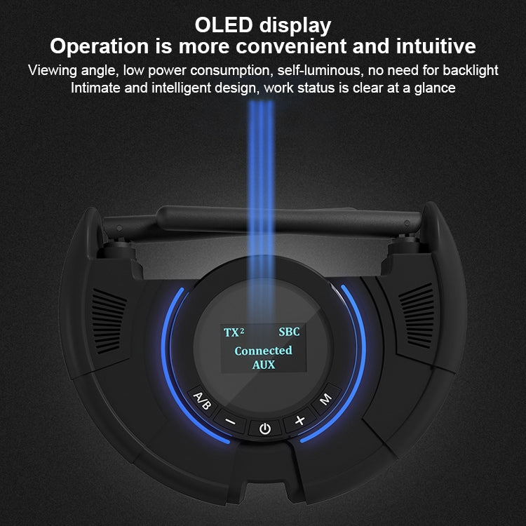 TX800 Optical Fiber Bluetooth 5.0 Transmitter Receiver Audio Adapter with Dual Antennas & OLED Display - Audio Receiver Transmitter by PMC TechLife | Online Shopping South Africa | PMC TechLife