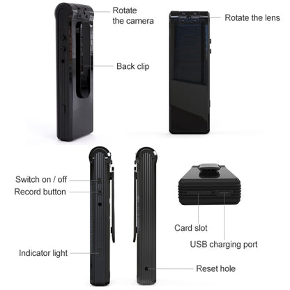 B19 Back Clip Design 1080P HD Camera Video Recorder, Support Motion Detection / Infrared Night Vision /180 Degrees Rotation Camera / TF Card / OTG - Recording Pen by PMC Jewellery | Online Shopping South Africa | PMC Jewellery