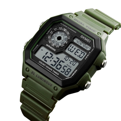 SKMEI 1299 Multifunctional Outdoor Sports Noctilucent Waterproof Digital Display Wrist Watch (Army Green) - Sport Watches by SKMEI | Online Shopping South Africa | PMC Jewellery | Buy Now Pay Later Mobicred