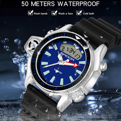 SANDA 3008 Multifunctional Men Outdoor Sports Noctilucent 50m Waterproof Digital Wrist Watch (Black Yellow) - Sport Watches by SANDA | Online Shopping South Africa | PMC Jewellery