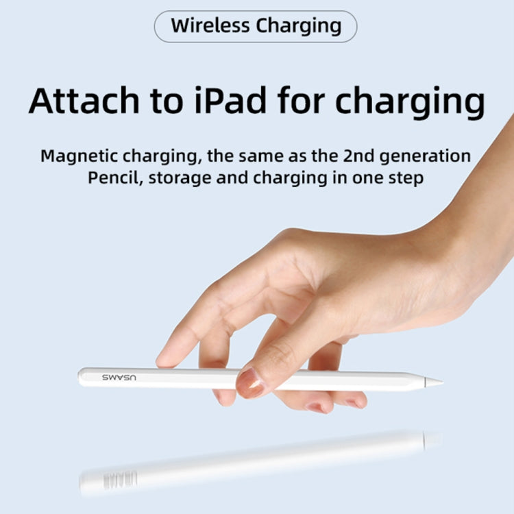 USAMS US-ZB254 Magnetic Wireless Charging Capacitive Stylus Pen (White) - Pencil Accessories by USAMS | Online Shopping South Africa | PMC Jewellery