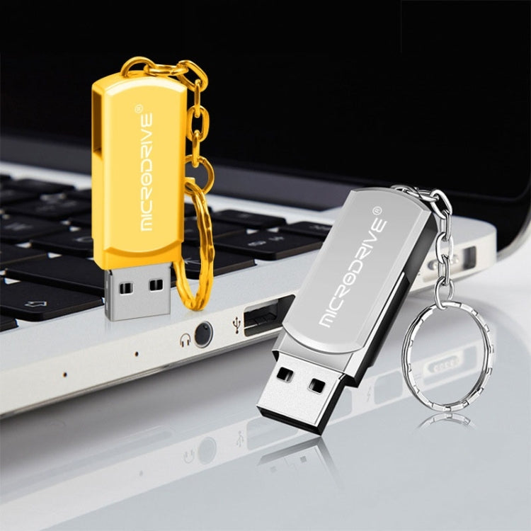 MicroDrive 16GB USB 2.0 Creative Personality Metal U Disk with Keychain (Yellow) - USB Flash Drives by MicroDrive | Online Shopping South Africa | PMC TechLife | Buy Now Pay Later Mobicred